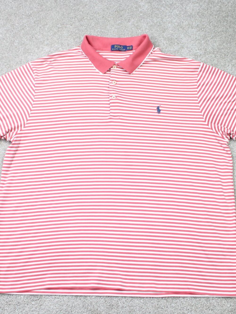 POLO Ralph Lauren Shirt Mens 2XB XXL-Big Red/White Striped Cotton Short Sleeve